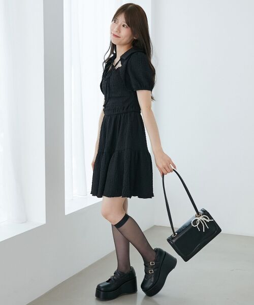 MAJESTIC LEGON / マジェスティックレゴン ミニ丈・ひざ丈ワンピース | 襟付きデコルテオープンミニワンピ | 詳細6