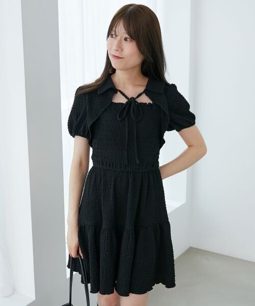 MAJESTIC LEGON / マジェスティックレゴン ミニ丈・ひざ丈ワンピース | 襟付きデコルテオープンミニワンピ | 詳細8