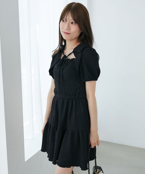 MAJESTIC LEGON / マジェスティックレゴン ミニ丈・ひざ丈ワンピース | 襟付きデコルテオープンミニワンピ | 詳細9