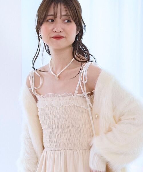 MAJESTIC LEGON / マジェスティックレゴン ミニ丈・ひざ丈ワンピース | ◎パールチェーンキャミワンピース | 詳細5