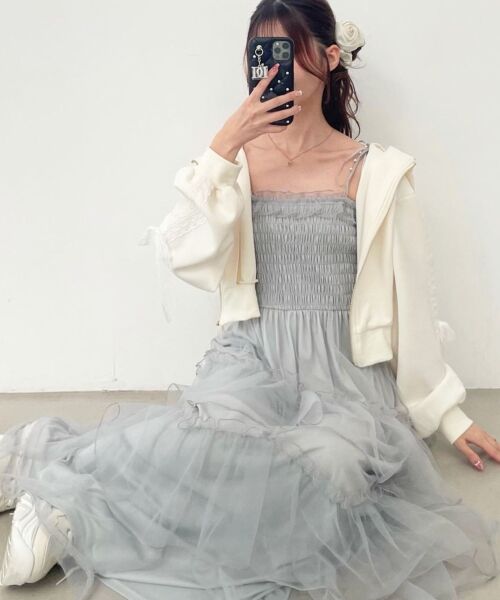 MAJESTIC LEGON / マジェスティックレゴン ミニ丈・ひざ丈ワンピース | ◎パールチェーンキャミワンピース | 詳細9