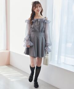 MAJESTIC LEGON / マジェスティックレゴン ミニ丈・ひざ丈ワンピース | 袖異素材ミニワンピース