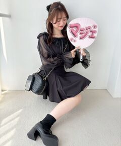 MAJESTIC LEGON / マジェスティックレゴン ミニ丈・ひざ丈ワンピース | 袖異素材ミニワンピース