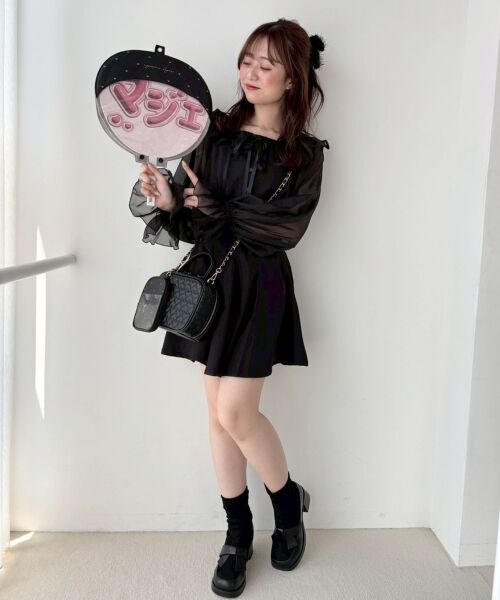 MAJESTIC LEGON / マジェスティックレゴン ミニ丈・ひざ丈ワンピース | 袖異素材ミニワンピース | 詳細1