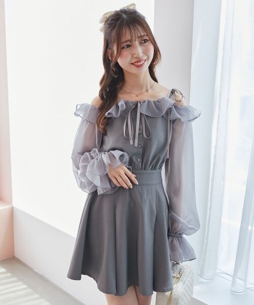 MAJESTIC LEGON / マジェスティックレゴン ミニ丈・ひざ丈ワンピース | 袖異素材ミニワンピース | 詳細16