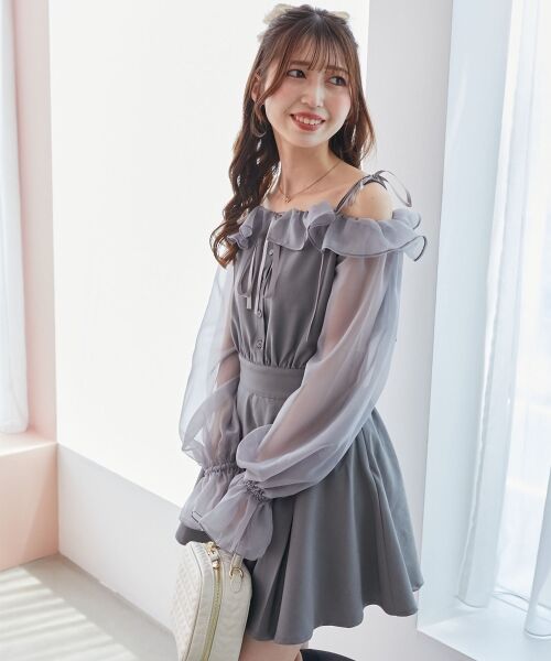 MAJESTIC LEGON / マジェスティックレゴン ミニ丈・ひざ丈ワンピース | 袖異素材ミニワンピース | 詳細17