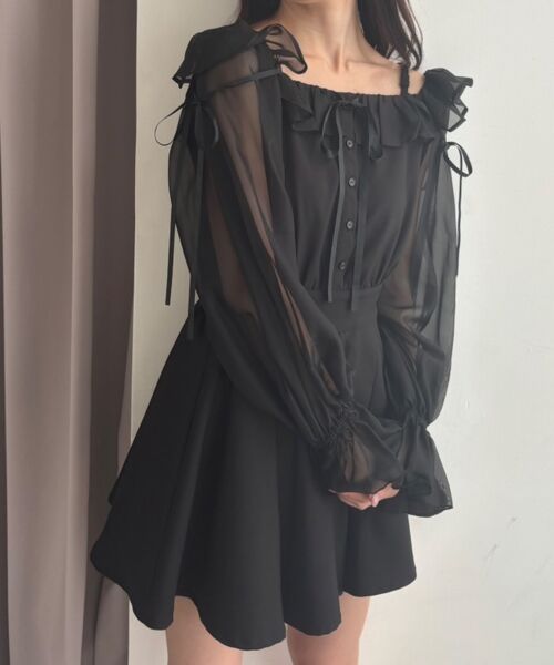 MAJESTIC LEGON / マジェスティックレゴン ミニ丈・ひざ丈ワンピース | 袖異素材ミニワンピース | 詳細3