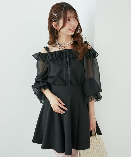 MAJESTIC LEGON / マジェスティックレゴン ミニ丈・ひざ丈ワンピース | 袖異素材ミニワンピース | 詳細9