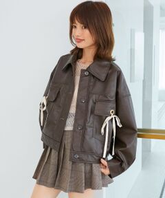 MAJESTIC LEGON / マジェスティックレゴン ブルゾン | 2wayリボンステンカラーブルゾン