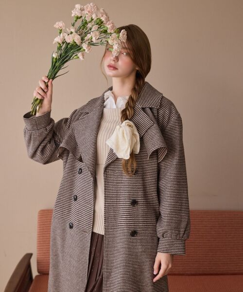 MAJESTIC LEGON / マジェスティックレゴン その他アウター | レディロングチェスターコート(ブラウン柄)