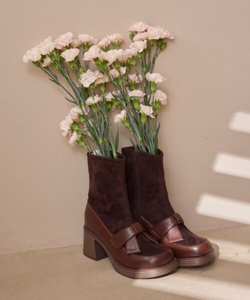 MAJESTIC LEGON / マジェスティックレゴン ブーツ(ショート丈) | リボンローファーコンビブーツ | 詳細1