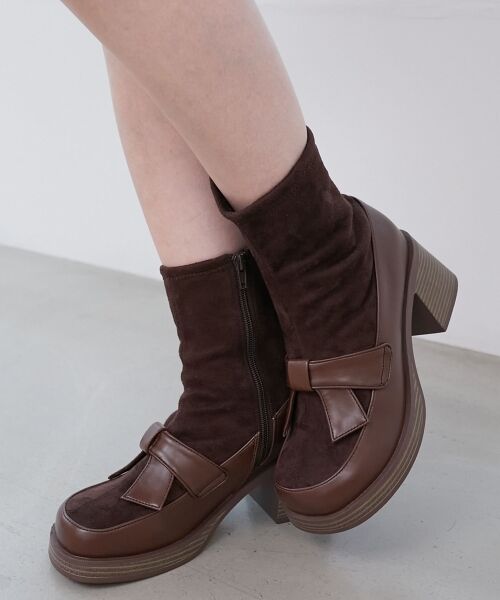 MAJESTIC LEGON / マジェスティックレゴン ブーツ(ショート丈) | リボンローファーコンビブーツ | 詳細10