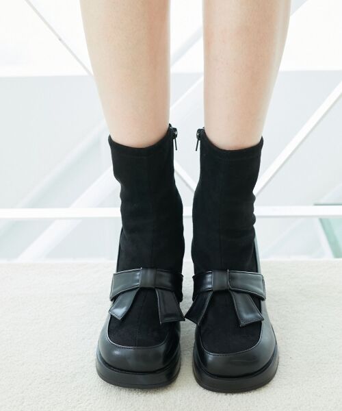 MAJESTIC LEGON / マジェスティックレゴン ブーツ(ショート丈) | リボンローファーコンビブーツ | 詳細12
