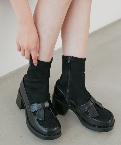 MAJESTIC LEGON / マジェスティックレゴン ブーツ(ショート丈) | リボンローファーコンビブーツ | 詳細24