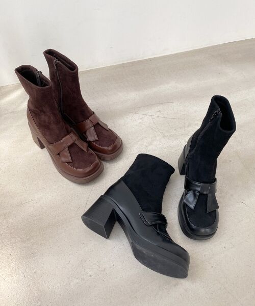 MAJESTIC LEGON / マジェスティックレゴン ブーツ(ショート丈) | リボンローファーコンビブーツ | 詳細25