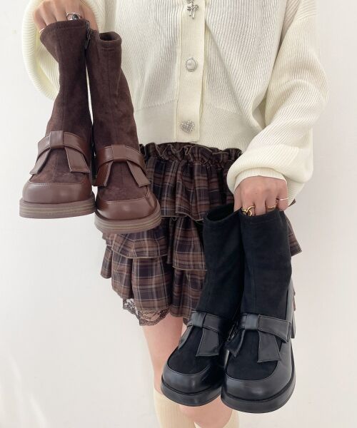 MAJESTIC LEGON / マジェスティックレゴン ブーツ(ショート丈) | リボンローファーコンビブーツ | 詳細26