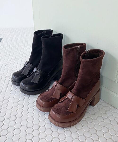 MAJESTIC LEGON / マジェスティックレゴン ブーツ(ショート丈) | リボンローファーコンビブーツ | 詳細27