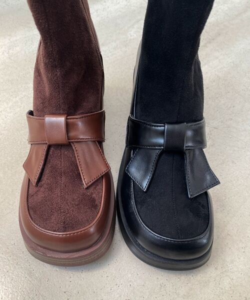 MAJESTIC LEGON / マジェスティックレゴン ブーツ(ショート丈) | リボンローファーコンビブーツ | 詳細29