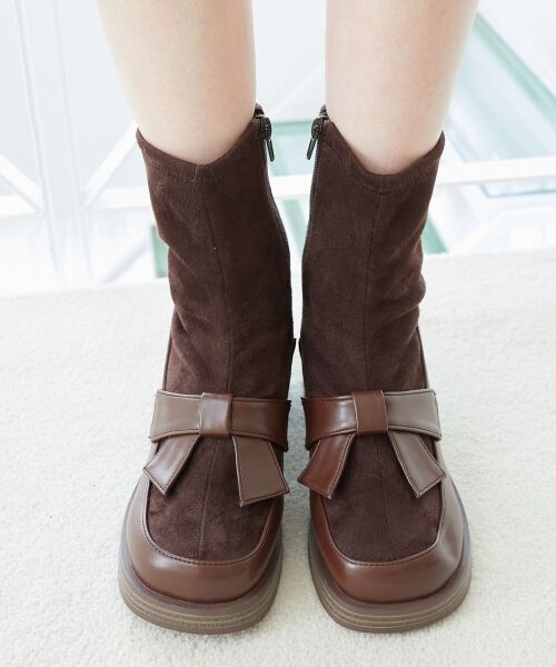 MAJESTIC LEGON / マジェスティックレゴン ブーツ(ショート丈) | リボンローファーコンビブーツ | 詳細3