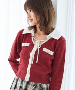 MAJESTIC LEGON / マジェスティックレゴン ニット・セーター | デコルテオープンバイカラー襟ニット