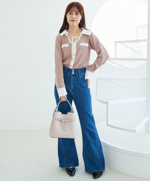 MAJESTIC LEGON / マジェスティックレゴン ニット・セーター | デコルテオープンバイカラー襟ニット | 詳細15