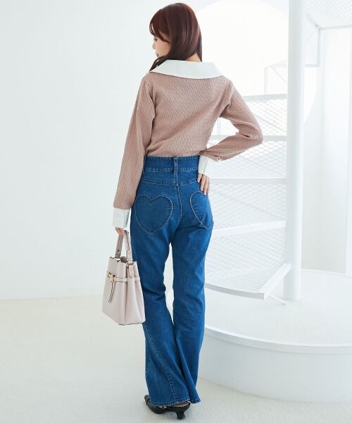 MAJESTIC LEGON / マジェスティックレゴン ニット・セーター | デコルテオープンバイカラー襟ニット | 詳細16