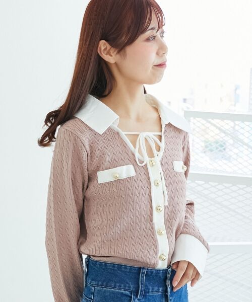 MAJESTIC LEGON / マジェスティックレゴン ニット・セーター | デコルテオープンバイカラー襟ニット | 詳細18