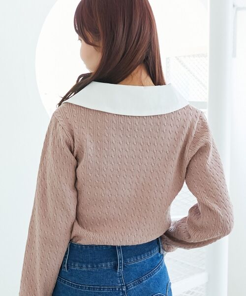 MAJESTIC LEGON / マジェスティックレゴン ニット・セーター | デコルテオープンバイカラー襟ニット | 詳細19