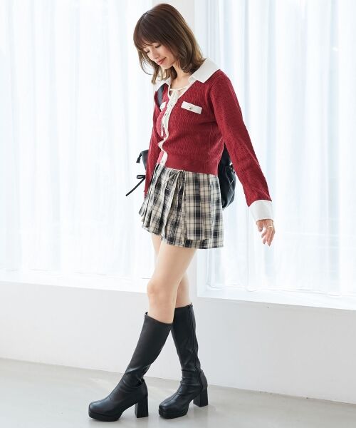 MAJESTIC LEGON / マジェスティックレゴン ニット・セーター | デコルテオープンバイカラー襟ニット | 詳細2