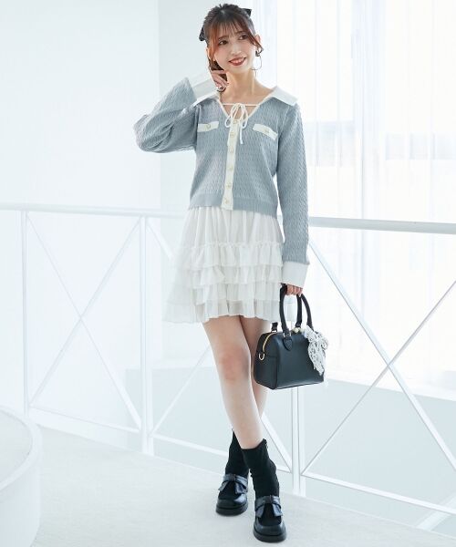 MAJESTIC LEGON / マジェスティックレゴン ニット・セーター | デコルテオープンバイカラー襟ニット | 詳細20