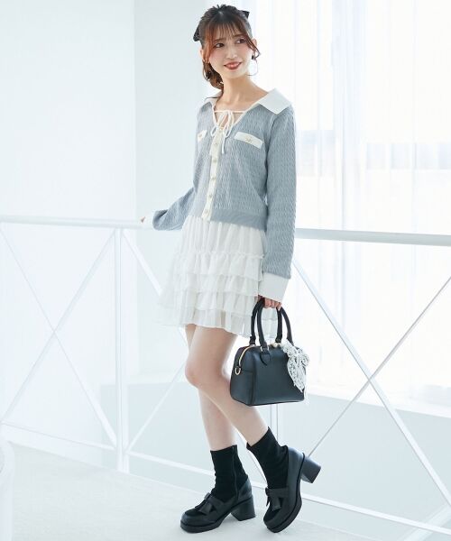 MAJESTIC LEGON / マジェスティックレゴン ニット・セーター | デコルテオープンバイカラー襟ニット | 詳細21