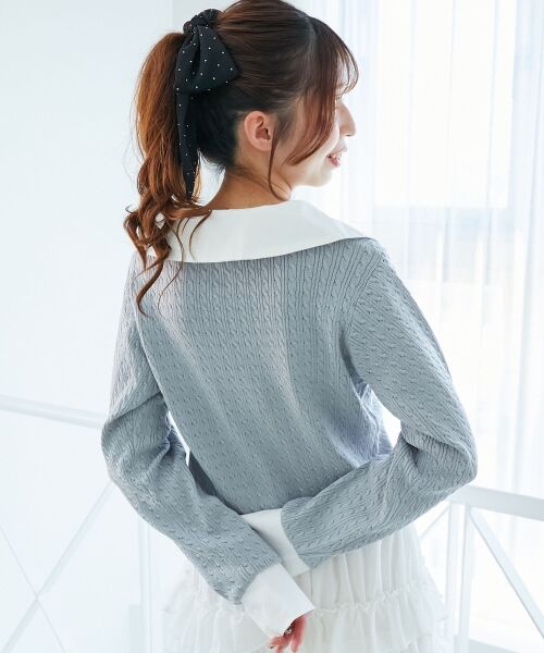 MAJESTIC LEGON / マジェスティックレゴン ニット・セーター | デコルテオープンバイカラー襟ニット | 詳細25