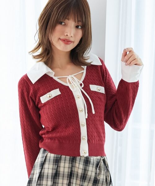 MAJESTIC LEGON / マジェスティックレゴン ニット・セーター | デコルテオープンバイカラー襟ニット | 詳細4