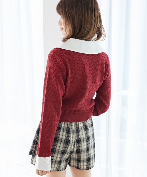 MAJESTIC LEGON / マジェスティックレゴン ニット・セーター | デコルテオープンバイカラー襟ニット | 詳細6