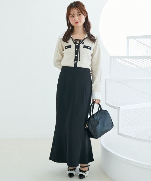 MAJESTIC LEGON / マジェスティックレゴン ニット・セーター | デコルテオープンバイカラー襟ニット | 詳細8