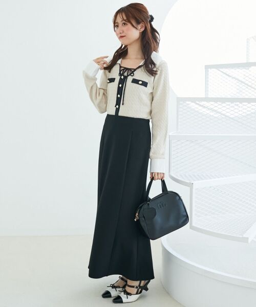 MAJESTIC LEGON / マジェスティックレゴン ニット・セーター | デコルテオープンバイカラー襟ニット | 詳細9