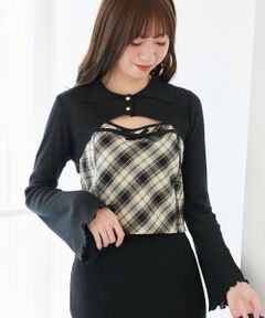 MAJESTIC LEGON / マジェスティックレゴン ニット・セーター | バイカラーキャミ＆ショートボレロセット