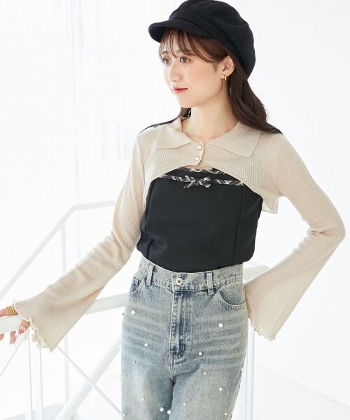 MAJESTIC LEGON / マジェスティックレゴン ニット・セーター | バイカラーキャミ＆ショートボレロセット | 詳細22