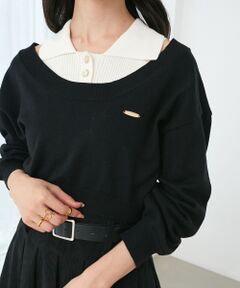 MAJESTIC LEGON / マジェスティックレゴン ニット・セーター | 襟付ノースリニットセットオフショルニット