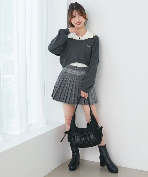 MAJESTIC LEGON / マジェスティックレゴン ニット・セーター | 襟付ノースリニットセットオフショルニット | 詳細1