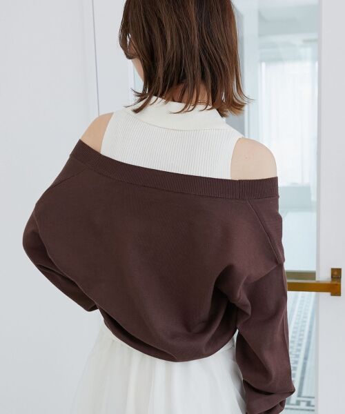 MAJESTIC LEGON / マジェスティックレゴン ニット・セーター | 襟付ノースリニットセットオフショルニット | 詳細13