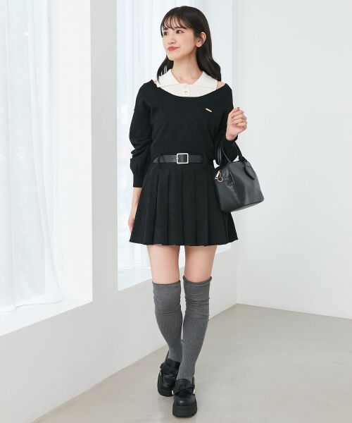 MAJESTIC LEGON / マジェスティックレゴン ニット・セーター | 襟付ノースリニットセットオフショルニット | 詳細15