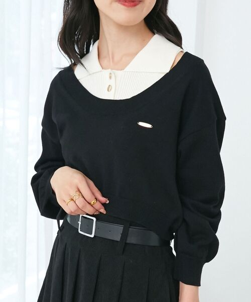 MAJESTIC LEGON / マジェスティックレゴン ニット・セーター | 襟付ノースリニットセットオフショルニット | 詳細19