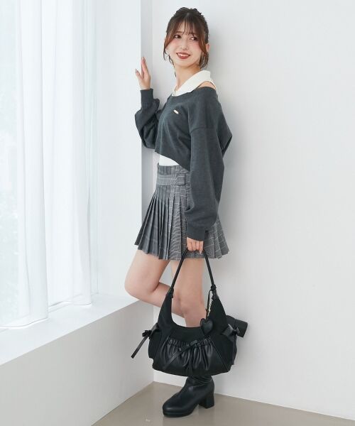 MAJESTIC LEGON / マジェスティックレゴン ニット・セーター | 襟付ノースリニットセットオフショルニット | 詳細2