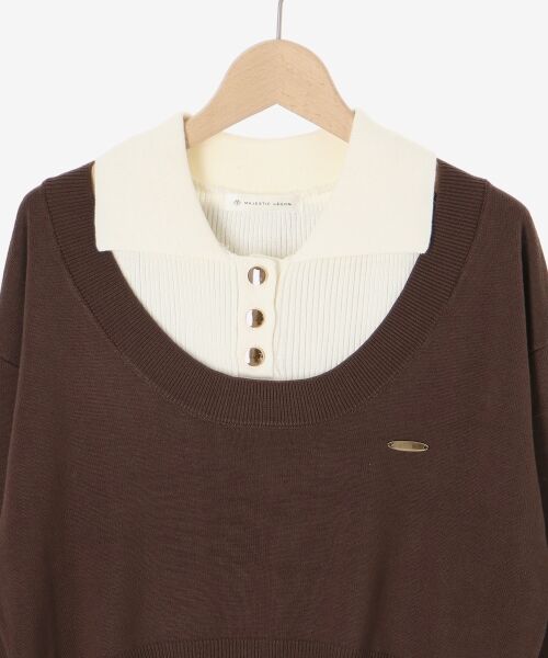 MAJESTIC LEGON / マジェスティックレゴン ニット・セーター | 襟付ノースリニットセットオフショルニット | 詳細26