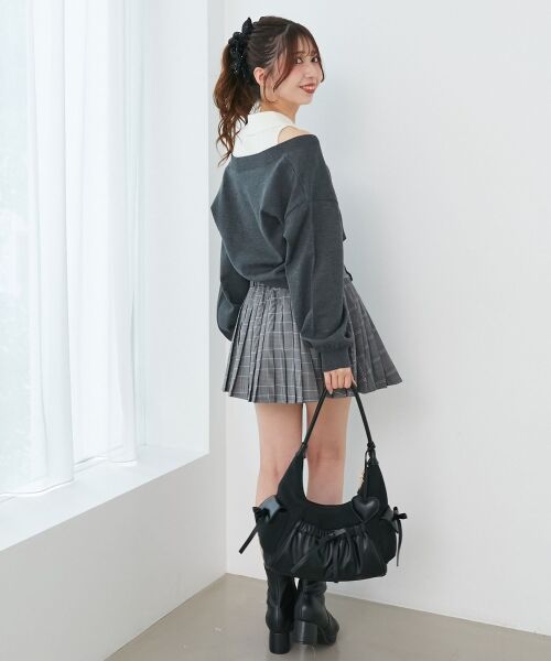 MAJESTIC LEGON / マジェスティックレゴン ニット・セーター | 襟付ノースリニットセットオフショルニット | 詳細3