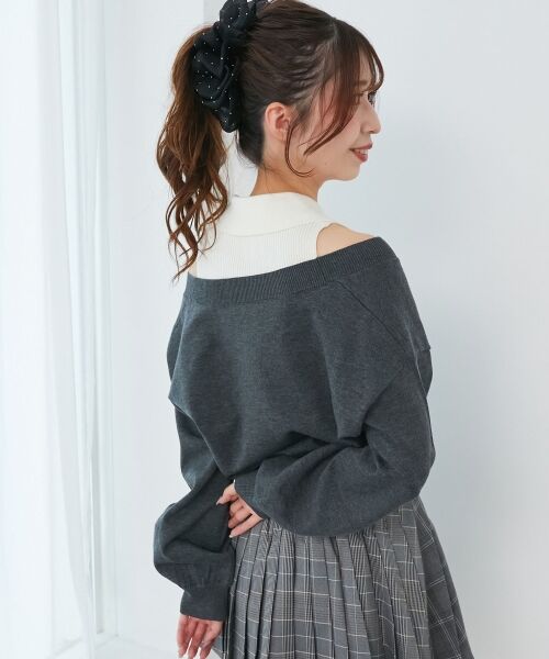 MAJESTIC LEGON / マジェスティックレゴン ニット・セーター | 襟付ノースリニットセットオフショルニット | 詳細6