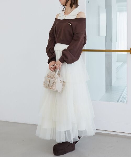 MAJESTIC LEGON / マジェスティックレゴン ニット・セーター | 襟付ノースリニットセットオフショルニット | 詳細9