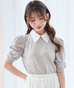 MAJESTIC LEGON / マジェスティックレゴン ニット・セーター | 2way襟付きビジューニット