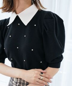 MAJESTIC LEGON / マジェスティックレゴン ニット・セーター | 2way襟付きビジューニット